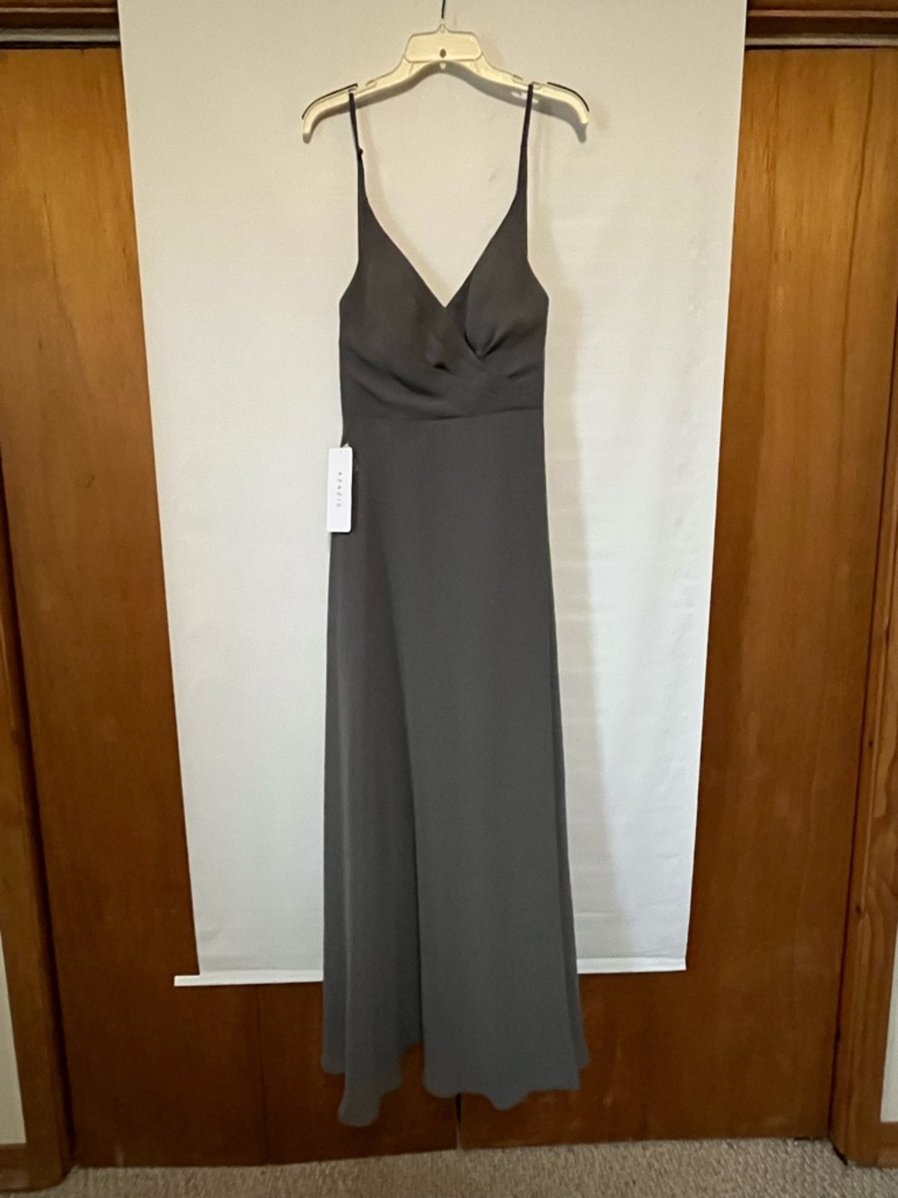 AZAZIE Davis Steel Grey Slip Maxi Dress with V-Neck Size 6 NWT